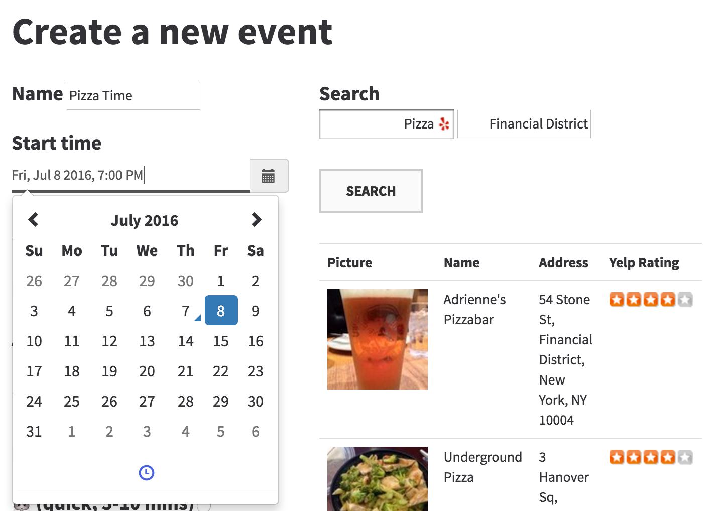 Social Eats' new, awesome, Bootstrap-ified Date Picker