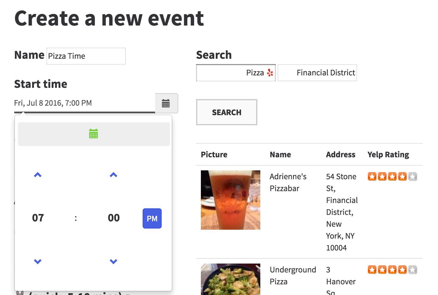 Social Eats' new, awesome, Bootstrap-ified Time Picker
